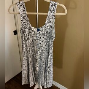 White and Navy Floral Sleeveless Dress